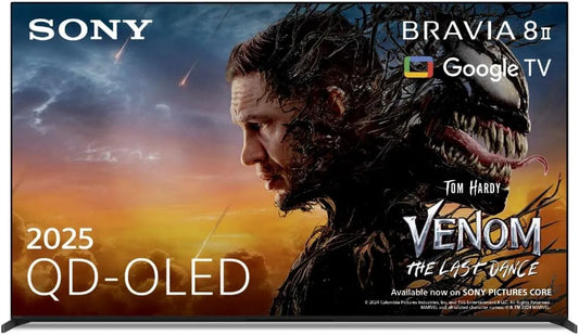 Sony, TV'er, BRAVIA 8 II - QD- OLED, AI XR Processor, Acoustic Surface Audio +, Dolby Vision /, Sort, OLED, 55 inch, 4K, 4V
