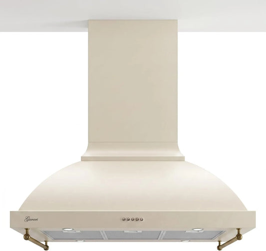 Gurari, Frithængende emhætter, Island hætte 90 cm GCH I 069 BG N Retro Creme rækkevidde hætte 90 cm til køkken, Sort / sølv, 90 cm, 150 mm