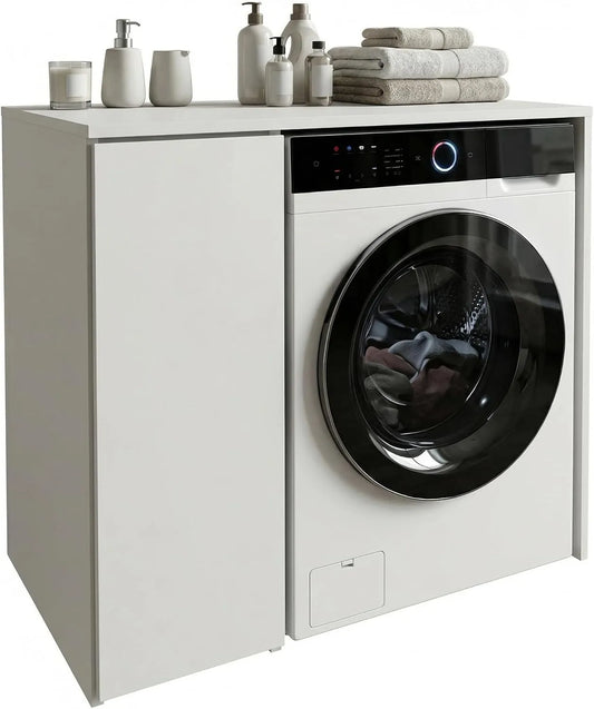 CraftPAK, Skabe med højt eller midt i kabinen, vaskemaskine kabinet egnet til vaskemaskine & tørretumbler, vaskemaskine kabinet, Hvid, 66x97x62 cm