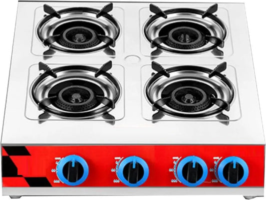 GCGC, Campingbesætninger, Gaskomfur, Bærbart Gaskomfur med 4 brændere og flammebeskyttelse, 3.2 KW NG /, Grå, 3.2 KW, 51 X 57 X 11, 5 cm, 23 cm