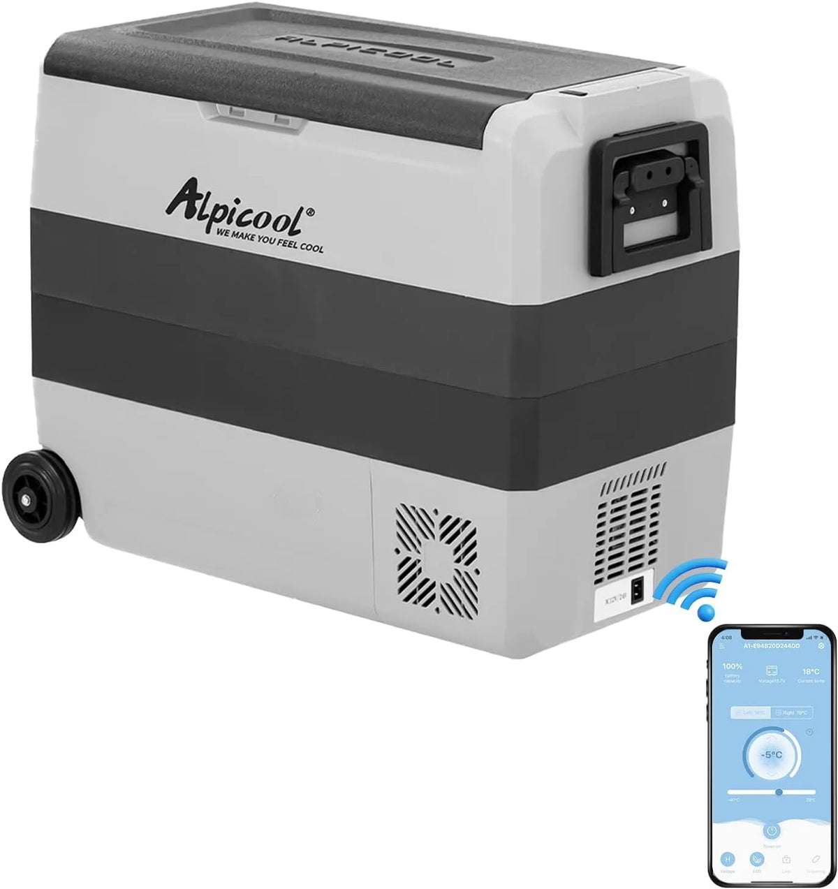 Alpicool 12v/24v, Minikøleskabe, T60 60L kompressor køleskab, 12v / 24v camping køleskab bærbare til bil, Hvid, 12v, 24v, 60L, 2L