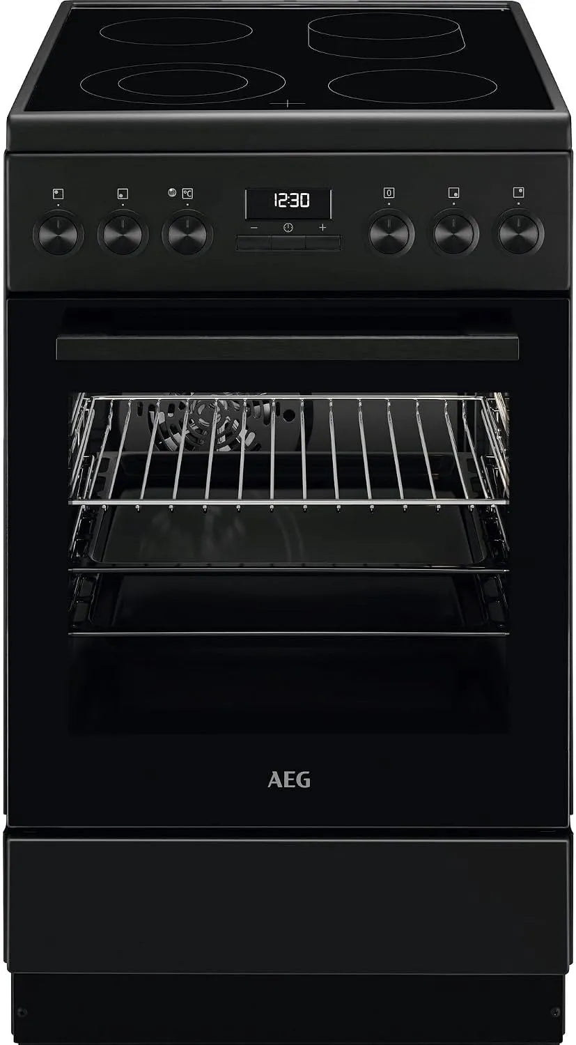 AEG CCB54492BB, Komfurer, 50cm stående komfur med glas keramik madlavning felt, 50 cm, A, 1 par, Sort, 4L, 6L, 33cm