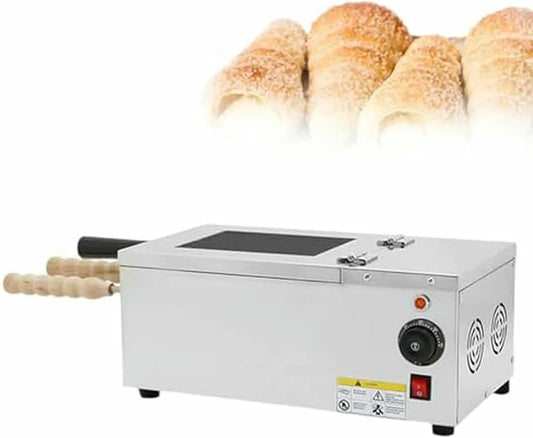 QUSYZD, Vaffeljern, Kommerciel pejs, elektrisk iswafer maskine, iskold ovn, temperatur 50 ° C til 300, Sort / sølv, 1500W