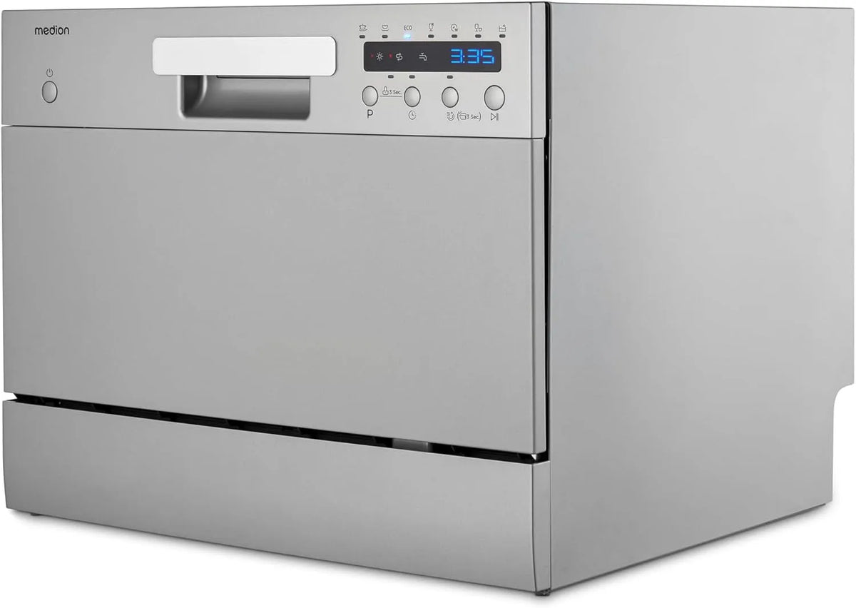 MEDION DWT60 MD37496, Bordopvaskemaskiner, bordopvaskemaskine (6 loftskapacitet, 7 programmer, ECO program, ca. 6, 5 liter, Sølv, 6 l, 6, 5 l