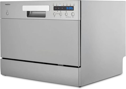 MEDION DWT60 MD37496, Bordopvaskemaskiner, bordopvaskemaskine (6 loftskapacitet, 7 programmer, ECO program, ca. 6, 5 liter, Sølv, 6 l, 6, 5 l