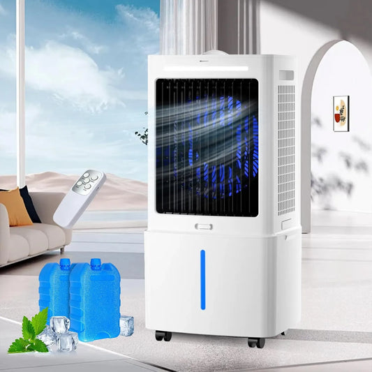 Generic, Mobile klimaanlæg, 25L bærbar luftkøler, 75W fordampningsventilator, fjernbetjening, 12H timer, 3, Hvid, 25L, 75W, 3 L, 30 dB