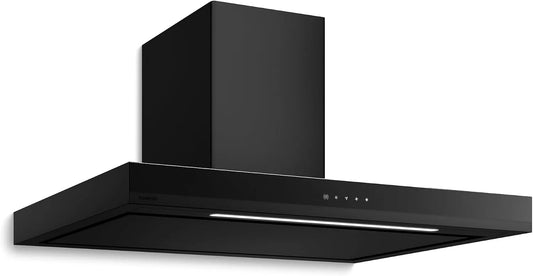 Klarstein, Væghængte emhætter, Velaire rækkevidde hætte 90 cm - A + + energieffektivitet, 595 m3 / h, touch, Sort, 90 cm, 66 dB