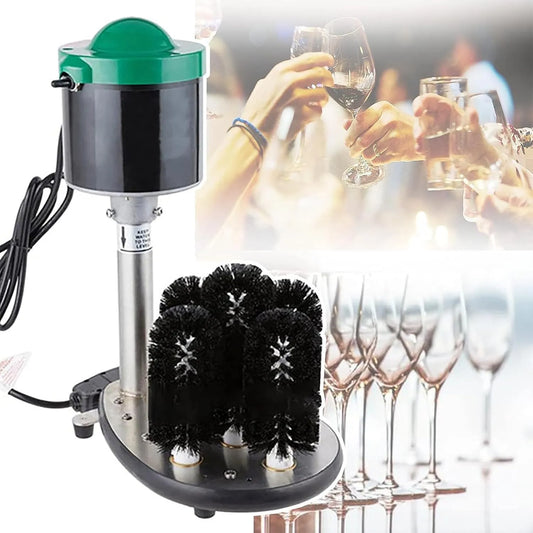 JKJZSALJ, Poleremaskiner, Automatisk vinglaspuster, elektrisk glasopvaskemaskine med 5 pensler, 360 ° all, Gennemsigtig, 800 g, 250W, 19 cm