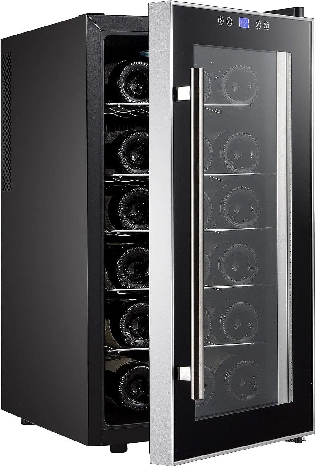 INFINITON ELECTRONICS WCL-18T, Vinskabe, VINOTECA INFINITON WCL- 18T (A +, plads til op til 18 flasker, træhylder, Sort, 52 l, 66 x 34