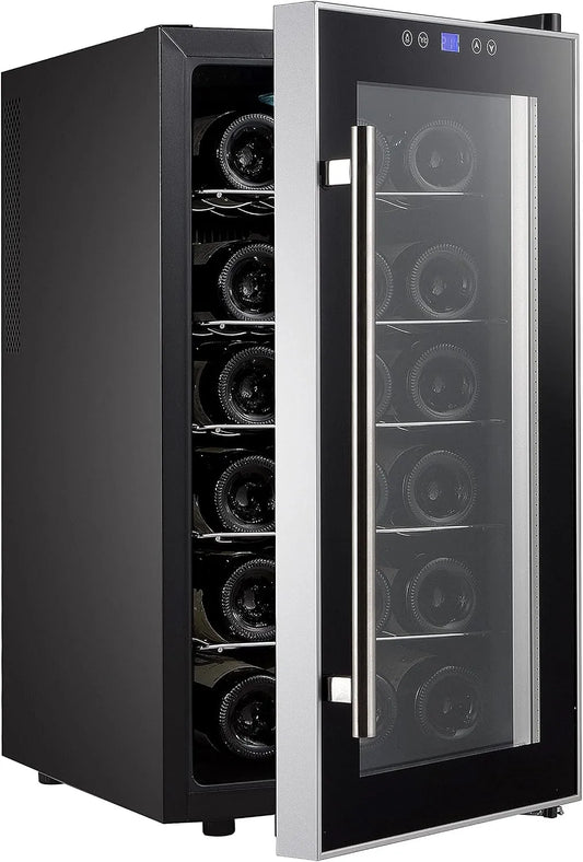 INFINITON ELECTRONICS WCL-18T, Vinskabe, VINOTECA INFINITON WCL- 18T (A +, plads til op til 18 flasker, træhylder, Sort, 52 l, 66 x 34
