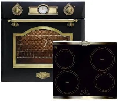 Kaiser, Komfursæt, 67L+Induktions-Kochfeld induktionsovn sæt EH 6355 Em + KCT 6395 Iem, retro, Sort, 67L, 60cm