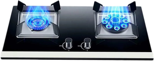 Generic, Kogeplader, Dobbeltbrændergaskomfur, 5.2 KW højtydende bordovn med 9 hulrum, Gennemsigtig, 5.2 KW