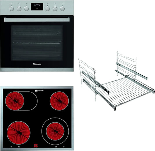 Bauknecht, Komfursæt, HEKO 566 Pyro stove- Cook field kombination / glas keramik kok felt (60 cm) /, Sort, 60 cm