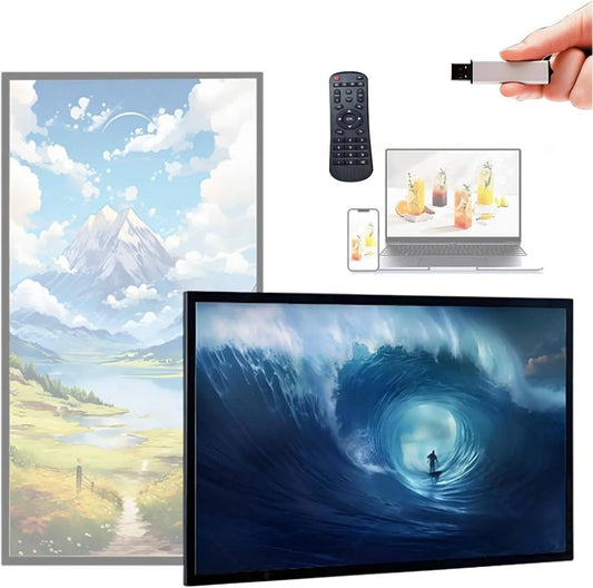 WANGYYDS 43in, Plasterboks, FHD LCD IPS Digital Reklameskærm med Android, USB / HDMI / WiFi, Reklameskærm, Sort, 3 cm