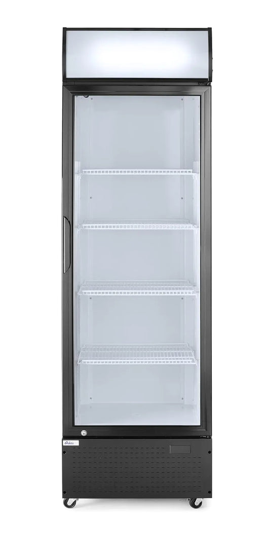 HENDI 230V/250W 578x605x, Køleskabe til flasker, drikkevarer køleskab med lys kasse, enkeltdør, med 4 justerbare hylde bunde, Hvid, 230V, 250W