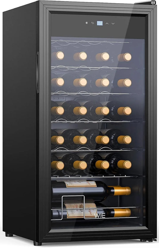WIE, Drikkevarekøleskabe, Wine Køleskab Compressor 82 liter 28 flasker Drikkevarer Køleskab Lille, Sort, 82 l