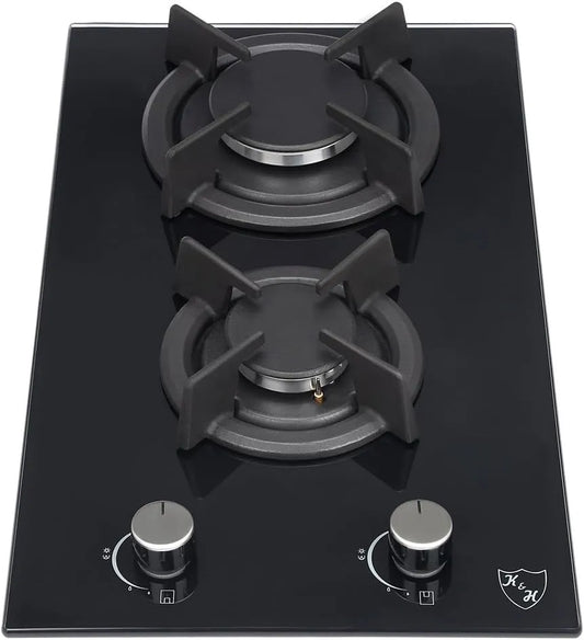 K&H 2Z-KHGX-LPG, Kogeplader, K & H Domino Glas Gas Cooster- Gas Hearth Plate - Propangasherd - Bygge-i, Sort
