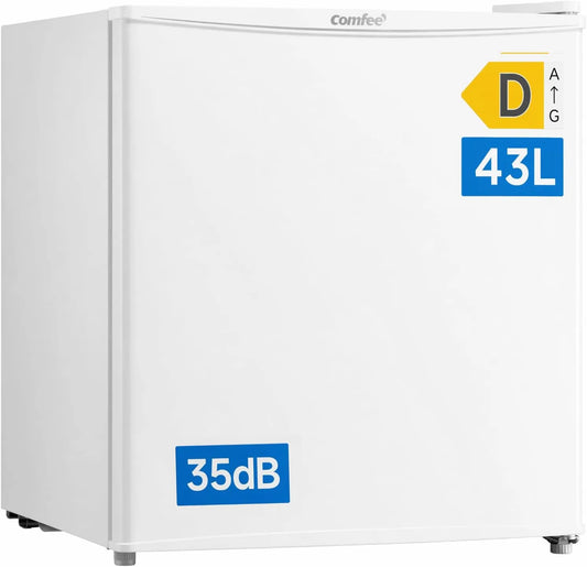 Comfee, Minikøleskabe, 43L Mini Køleskab, EEK D, 35 dB, 64 kWh / år, Inverter- Compressor, Hvid, 43L, 64 kW, 472 × 455 × 492 mm