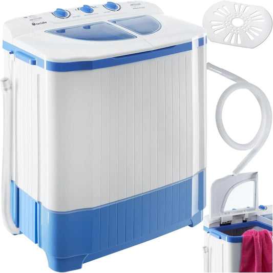 tectake, Mobile vaskemaskiner, ® bærbar, mobil 4, 5 kg minivaskemaskine + 3, 5 kg tøjhæler kombination, top loader, Hvid, 4, 5 kg, 3, 200 W