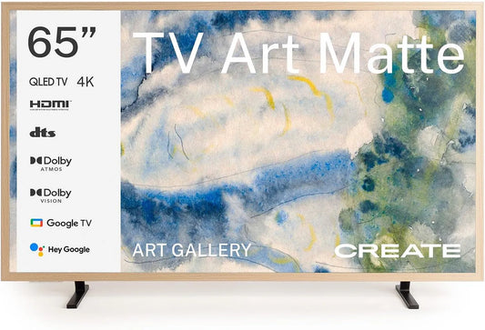 CREATE, TV'er, / TV Art Matte / Television Smart QLED 4K 65 'Naturlig træ / Blend-gratis skærm, Blå, QLED, 4K, 65 ', 10W