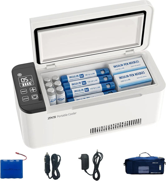 ZKSCool, Lager- og rejsemapper, Insulin Cooler Cooled Box Bærbar Insulin Cooler til Medicin Mini Smart Electric, Hvid, 180 × 73 × 46 mm, 7, 4V