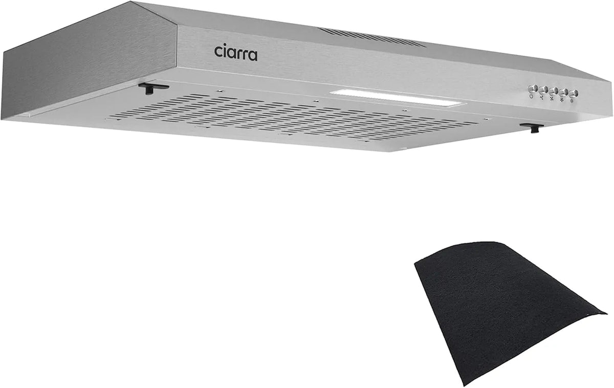 CIARRA CBCS6903, Væghængte emhætter, område hætte 60cm 3 effektniveauer udstødningsluft cirkulerende luft underhætte, Sølv, 60cm, 59 dB, 1x2