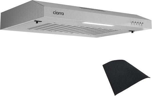 CIARRA CBCS6903, Væghængte emhætter, område hætte 60cm 3 effektniveauer udstødningsluft cirkulerende luft underhætte, Sølv, 60cm, 59 dB, 1x2