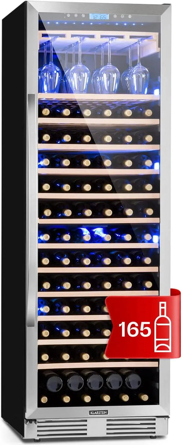 Klarstein, Vinkøleskabe, bygning-i vin køleskab, 1 zoner Lille drik køleskab, Lille vin kabinet 433L, Sort, 433L, 49 dB, 24 v, 516 x 587