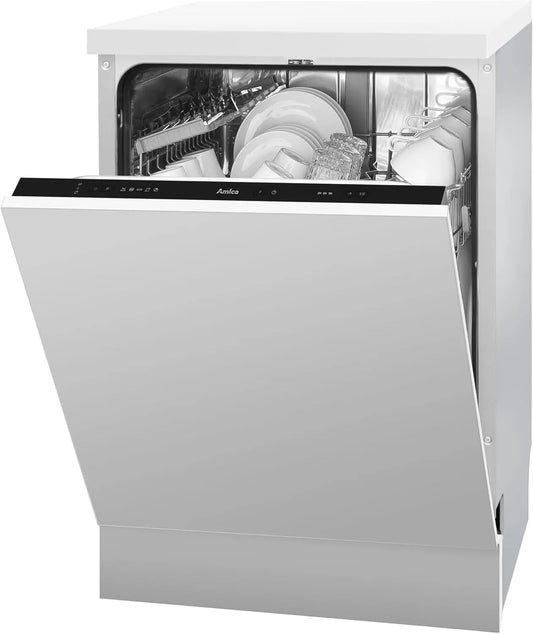 Amica, Opvaskemaskiner, 60 cm, EGSPV 597 201 build- in opvaskemaskine / 60 cm / fuldt integreret opvaskemaskine, Sølv, 100 w, 92 kW