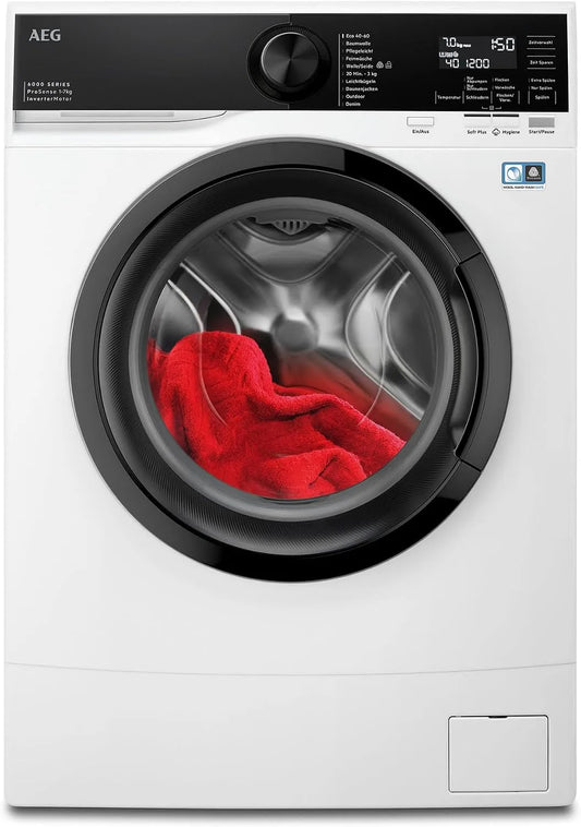 AEG LSR6F75470, Vaskemaskiner, Kompakt vaskemaskine kun 487 mm dybde, serie 6000 ProSense automatisk, 7, 0 kg, Hvid, 487 mm, 1400 rpm